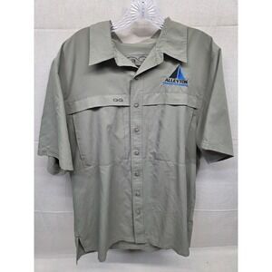 GameGuard Outdoors Mens Short Sleeve Fishing Shirt Green Alleyton Logo LG 1023